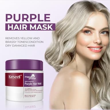Karseell For Blonde Silver Gray Highlighted Hair Purple Hair Mask Professional Neutralizes Brass & Yellow Tones 16.90 oz 500ml - Image 2