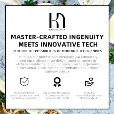 KnifeSaga Knife Set, 15 Pcs Kitchen Knife Block Set, Enduring Razor-Sharp Japanese High Carbon Stainless Steel Chef Knife Set with Block and Sharpener, Premium Black Knives Set for Kitchen - Image 8