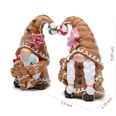 Hodao 2 PCS Christmas Gingerbread Man Gnomes Decorations Xmas Swedish Tomte Gnomes Figurines Decor Handmade Gingerbread Man Elves for Xmas Gift - Christmas Party Home Decor (Brown) - Image 7