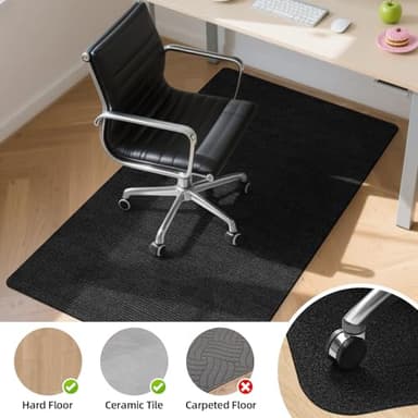 HomeMall Office Chair Mat for Hardwood Floor, 55" x 35" Anti-Slip Mats for Rolling Chair, Large Computer Gaming Chair Mat, Tile Floors Protector for Office Home Gym, Slate Black - Image 2