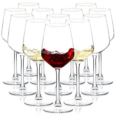 Wine Glasses Set of 12, 12oz Clear Red/White Wine Cup, Long Stem Wine Glasses for Party, Wedding and Home - Image 1