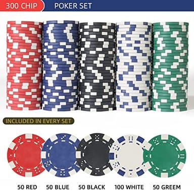 300Pcs Poker Chips Set for Texas Holdem,Blackjack,Professional Poker Kit with Aluminum Case,2 Decks Cards,Dealer,Big Small Blind Buttons and 5 Dice,11.5 Gram Gambling Chips for Casino Games - Image 4