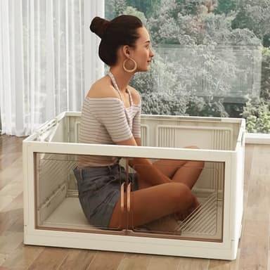 3Packs Stackable Storage Bins with Lid, 36 Gal Closet Organizer and Storaging Drawer, Collapsible Storage Box with Wheels, Plastic Clothes Storage Cabinet Containers for Home, Office, Dorm - Image 5