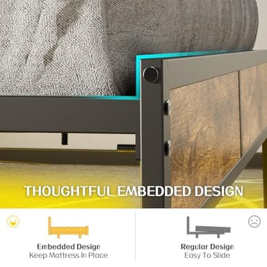 Liians King Size Bed Frame with Smart LED Lights, Storage Headboard with USB Charging Station, Metal Platform Bed Noise Free, Easy Assembly, No Box Spring Needed - Image 6