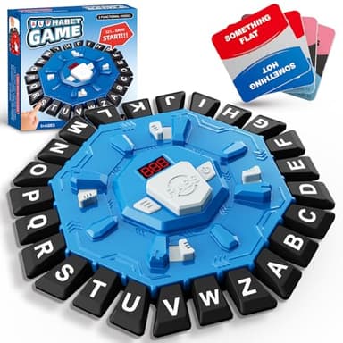 Resflycheng Word Game Family Board Game with Digital Display Timer and 2 Categories Modes Fun Fast-Paced 24-Letter Game for Learning Party Interactive (Blue) - Image 1