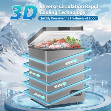 4.2 Cubic Feet Deep Chest Freezer, LifePlus Compact Freezers with 7 Adjustable Thermostat Top Open Door Freezer Compressor Cooling with Rmovable Storage Basket for Home Kitchen Office and Bar Grey - Image 7