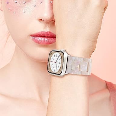 V-MORO Resin Bands Compatible with Apple Watch Series 8/7/9/10/11 Starlight Buckle Fashion Lightweight Cute Watch Strap for iwatch Series SE/6/5/4/3/2/1(Aurora White,42mm/41mm/40mm/38mm) - Image 7
