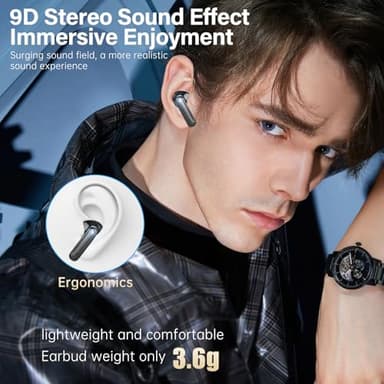 Sisism A10 Pro Wireless Earbuds, Bluetooth 5.3 Headphones HiFi Stereo 50H Playback LED Digital Display Ear Buds with ENC Noise Canceling Headset, IPX7 Waterproof Earphones for Gym/Running/Work - Image 5