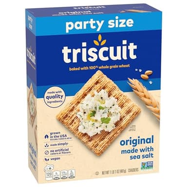 Triscuit Original Whole Grain Wheat Crackers, Vegan Crackers, Healthy Snacks, Lunch Snacks, Party Size, 17 oz - Image 14