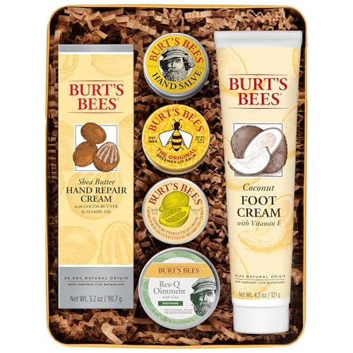 Burt's Bees Gifts Ideas - Classics Set, 6 Products in Giftable Tin – Cuticle Cream, Hand Salve, Lip Balm, Res-Q Ointment, Hand Repair and Foot Cream - Image 1
