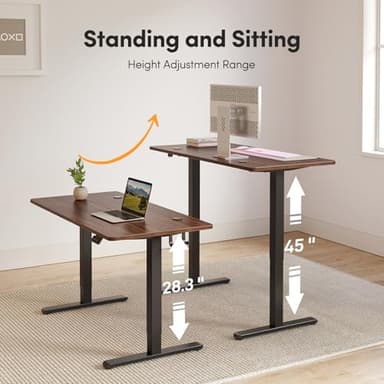 FEZIBO Electric Standing Desk Adjustable Height, 60 x 24 Inch Sit and Stand Desk, Home Office Desk, Ergonomic Workstation Computer Desk, Black Walnut - Image 4