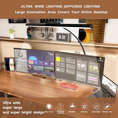 litren Clip On Desk Lamps for Office Home Desk Lights with Clamp with 3 Light Modes,10 Brightness 10W USB Adapter Adjustable LED Clamp Light for Computer Desktop Workbench Monitor Lamp - Image 4