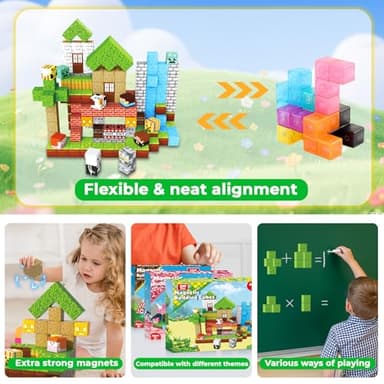 Magnetic Blocks-200PCS Magnetic Building Blocks, Magnets Cubes 2025 Upgraded Stacking Magnets for Kids Forest River Indoor Construction STEM Toys, Christmas Birthday Gifts for Boys & Girls Ages 3+ - Image 5