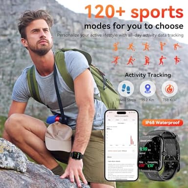 Smart Watch with Alexa Built-in, 1.83" HD Touchscreen, Bluetooth Call/Make Calls, IP68 Waterproof Fitness Tracker with 120+ Sport Modes, 24/7 Heart Rate & Sleep Monitor for iOS/Android (Black) - Image 4