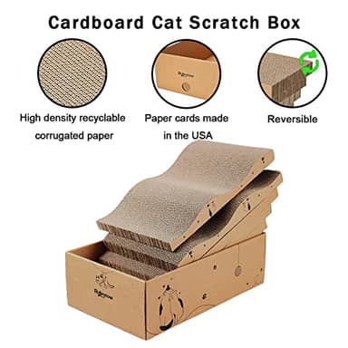 RUBMEOW Cat Scratcher Cardboard Scratch Pad Box for Indoor Cats,5pcs Scratching Board Bed Reversible Durable,with Catnip - Image 4