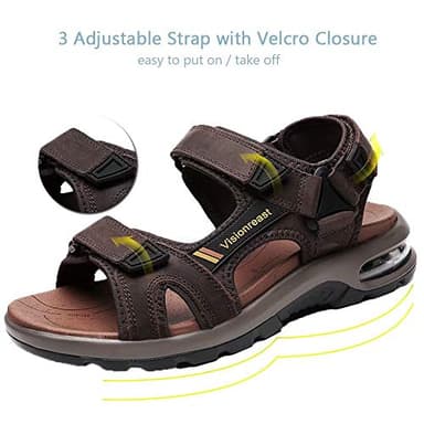 visionreast Mens Open Toe Leather Sandals Outdoor Hiking Non Slip Sandals Air Cushion Soprt Casual Beach Sandals - Image 3