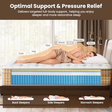 BedStory Firm Queen Mattress, 14 Inch Hybrid Mattresses in a Box with Cooling Gel & Pocket Springs for Back Pain Relief and Couples, CertiPUR-US Certified, Fiberglass-Free - Image 3