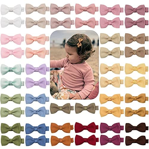 CÉLLOT Baby Hair Clips 50PCS Baby Girls Fully Lined Baby Bows Hair Pins Tiny 2" Hair Bows Alligator Clips for Baby Girls Infants Toddlers in Pairs - Image 1