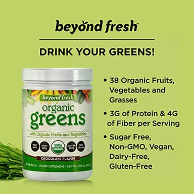 Beyond Fresh Organic Greens, Organic Fruits and Vegetables, Organic Super Foods, USDA Organic, Whole Foods, Chocolate Flavor, 10.58 Ounce (N12557) - Image 4