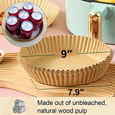 Ninja Power XL Gourmia Air Fryer Disposable Paper Liners - 200pcs, 9 Inch Round Parchment Liners for 4/5/6 qt Air Fryers, Baking Paper for Oven & Microwave - Image 4