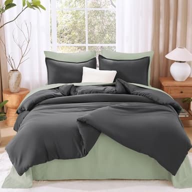 Litanika Oversized King Comforters Dark Grey Super King Size, 3 Pieces Lightweight Solid Bedding Comforter Set, All Season Fluffy Bed Set (120x120In Comforter & 2 Pillowcases) - Image 3
