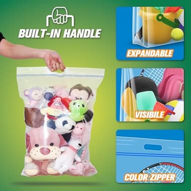 HIBAG 25 Gallon Jumbo Storage Bags, 35” x 24” Resealable Clear Bags with Handle, Extra Large XL Heavy Duty for Clothes Pillow Travel Moving, Pack of 5 - Image 4