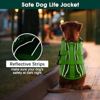 Kuoser Dog Life Jacket High Flotation, Reflective Dogs Life Vest for Swimming Boating, Adjustable Small Medium Large Dog lifejacket, Lightweight Dogs Life Preserver Rescue Handle Spring Summer Pool - Image 5