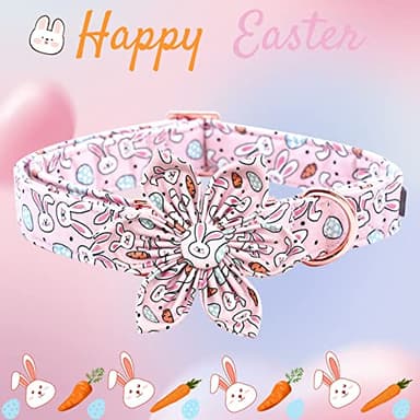 Elegant little tail Independence Dog Collar, Blue with Red Flower Dog Collars Holiday Dog Collar with Flower Pet Gift Adjustable Puppy Collar for Medium Dogs - Image 3