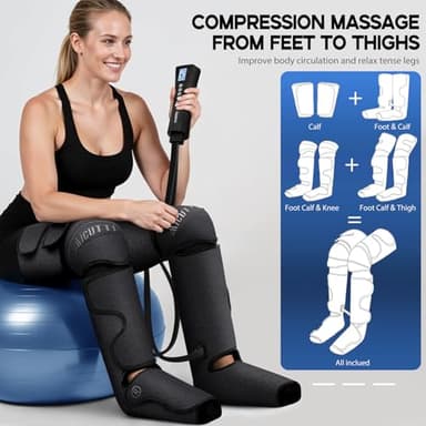 AICUTTI Air Compression Leg Massager with Heat - Circulation Booster for Foot, Calf, Knee & Thigh Pain Relief - Gifts for Women, Men, Dad, & Mom for Mother's Day, Father's Day, Birthdays & Christmas - Image 4