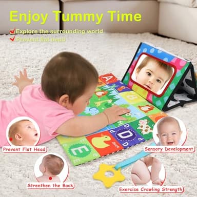 KUANGO 2 Pcs Small Tummy Time Toys Baby Mirror Newborn Toys 0-3 Brain Development, Tummy Time Mirror Baby Toys 6-12 Months High Contrast Montessori Infant 0-6 Months - Image 4