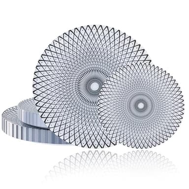 U-QE 20Pcs Black Plastic Plates - Starburst Vintage Plastic Plates Disposable Heavy Duty, Vintage Pattern Perfect for Weddings, Parties, Birthday - 10.25" Dinner Plate & 7.5" Dessert Plate - Image 1