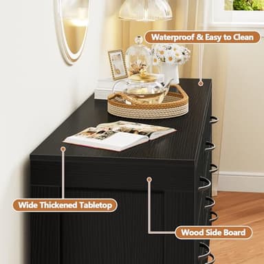 OURPIC Black Dresser for Bedroom, Long Dresser for Closet, 9 Drawer TV Stand for 65 Inch TV, 15.75” Deepth Fabric Drawer, Chest of Drawer Large Storage Organizer, Hallway Furniture, Wooden Top Side - Image 5
