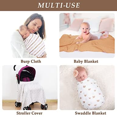 david's kids 4 Pack Baby Muslin Swaddle Blankets, 100% Cotton and Ultra Soft Breathable Receiving Blanket Wrap for Boys Girls, New Born Essentials, Large 47 x 47 inches, Rainbow/Wave - Image 6