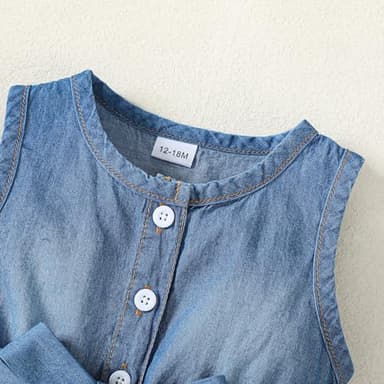 Baby Girl Clothes Summer Outfits Butterfly Sleeveless Dress Infant Denim Purple Dresses Sundress Toddler Causal Boho Dress 12-18 Months Girl Clothes - Image 5