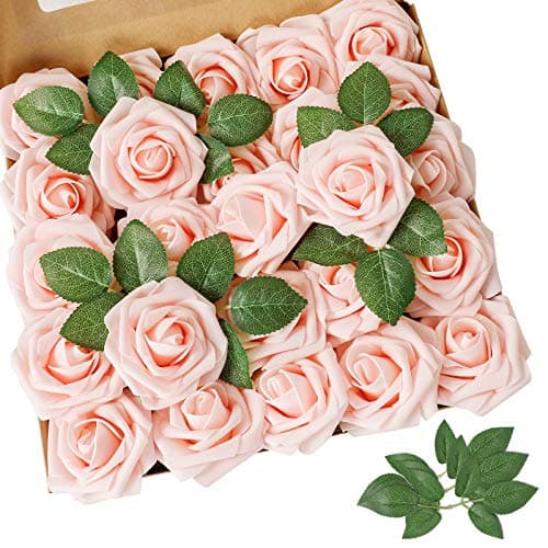 AmyHomie Artificial Flowers Blush Pink Rose 100pcs Real Looking Fake Roses w/Stem for DIY Wedding Bouquets Centerpieces Arrangements Party Baby Shower Home Decorations - Image 1