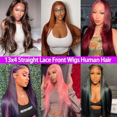 Amyes 30 Inch Straight Lace Front Wigs Human Hair 13x4 HD Lace Wigs 200% Density Brazilian Virgin Hair Glueless Wigs for Women Pre Plucked with Baby Hair Natural Black - Image 6