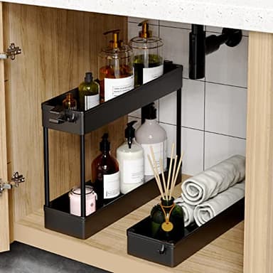 SPACEKEEPER Slim Rolling Storage Cart, 3 Tier Bathroom Storage Organizer Laundry Room Utility Cart Mobile Shelving Unit, Multi-Purpose for Kitchen Office Bathroom Laundry Narrow Places, Black - Image 2