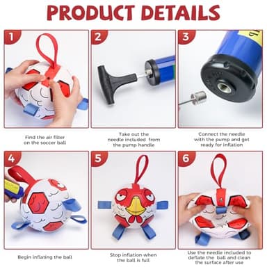 QDAN Dog Toys Soccer Ball with Straps - Durable Extra Large Dog Balls, Beach Pool Water Toys, Herding Balls (9 Inch) - Image 9