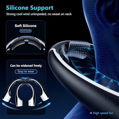 Rohent Portable Hands-Free Neck Fan - 4000mAh Battery, USB-C Rechargeable, Ultra-Quiet, 4 Adjustable Speeds – Perfect for Office, Outdoor, and Travel Use - Image 4