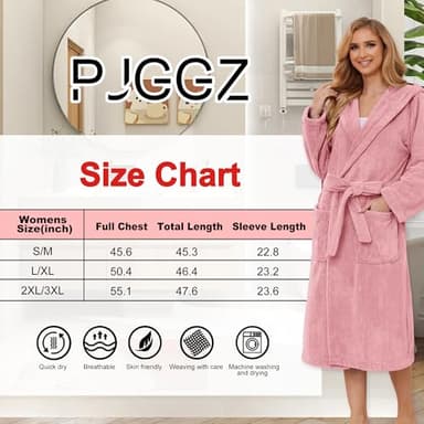 PJGGZ Hooded Bathrobes for Women, Soft Long Towel Robes for Women - Quick Dry yet Warm(Light Pink, S/M) - Image 6