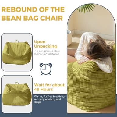 MAXYOYO Bean Bag Chair, Floor Sofa with Handle, Bean Bag Chairs for Adults and Kids, Teens Living Room Bean Bag, Accent Sofa Chair with Pocket for Gaming Reading Relaxing - Image 7