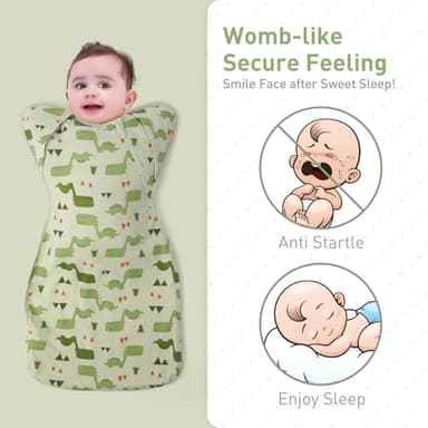 Baby Sleep Sack Swaddles for Newborn 0-3 Months, Arms Up Swaddle Blanket 2 Packs Cotton, Hands Up 3-Way Transitions to Arms-Free Wearable Sleeping Sack Bag for Boys Girls Snug Fit Calms Startle Reflex - Image 2