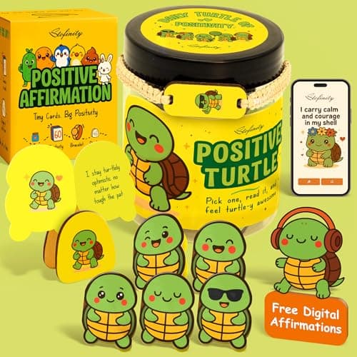 Stofinity Positive Turtle Gifts For Women - Daily Affirmation Cards For Teen Girls Trendy Stuff, Cute Birthday Gifts For Women Coworkers, Funny Sea Turtle Decor For Desk Office, Christmas Turtles Card - Image 1
