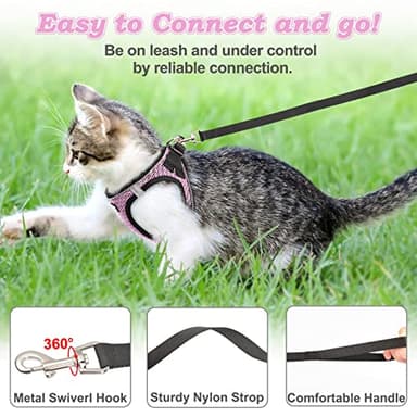 SALFSE Cat Harness and Leash for Walking Escape Proof, Adjustable Kitten Vest Harness Reflective Soft Mesh Puppy Harness for Outdoor, Comfort Fit, Easy to Control (Lpink, M) - Image 3