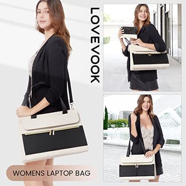 LOVEVOOK Laptop Tote for Women - 15.6 Inch Professional Leather Computer Briefcase - Waterproof Shoulder Bag - Large Capacity Business & Office Bag - Image 7