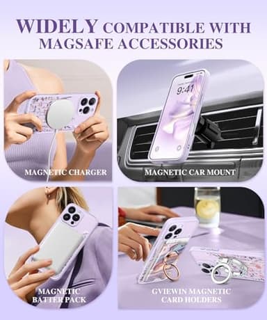 GVIEWIN for iPhone 16 Pro Case Compatible with MagSafe, [Military Grade Protection] [2X Screen Protector] Full Camera Protection Floral Translucent Women Magnetic Phone Case, Floratopia/Colorful - Image 4