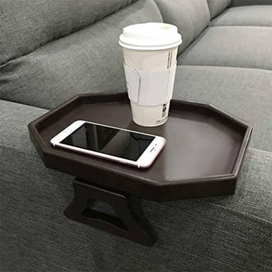 Pekokavo Sofa Armrest Clip Table – No-Slip Couch Tray for Drinks, Snacks, Remote – Adjustable Armchair Table for Living Room, Bedroom, Dorm – Fits Most Armrests (Cherry) - Image 1