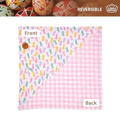 CROWNED BEAUTY Easter Dog Bandanas Reversible Large 2 Pack, Bunny Treats Set, Pink Orange Adjustable Triangle Holiday Scarves for Medium Large Extra Large Dogs Boy Girl Pets DB164-L - Image 3