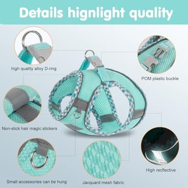 TomteNisse Dog Harness and Leash Set, No Pull Pet Harness for Small Dogs Easy Walking,Soft Breathable Small Dog Harness,Adjustable Reflective Step in Vest Harness for Puppy,Kitten, Cats - Image 3
