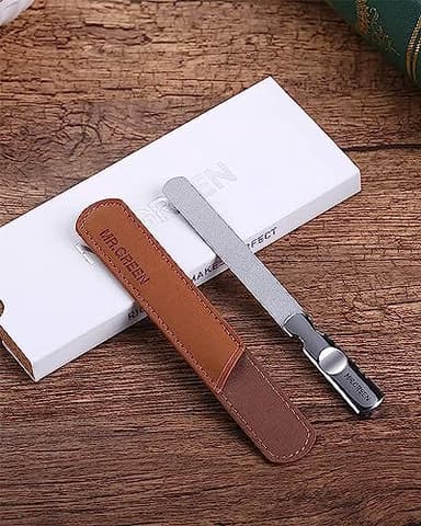 Stainless Steel Nail File with Anti-Slip Handle and Leather Case, Double Sided and Files Nails Easily for Men and Woman - Image 6